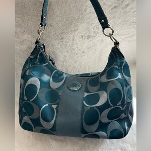 Coach Teal and Silver Hobo Bag